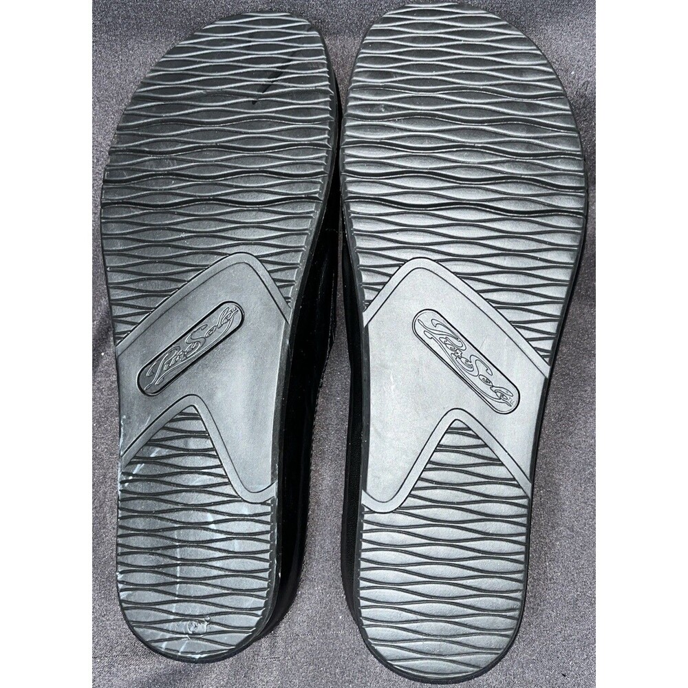 Pure Sole Cork Insole Sandals black leather with floral accent Women Sz 8 - Picture 7 of 14